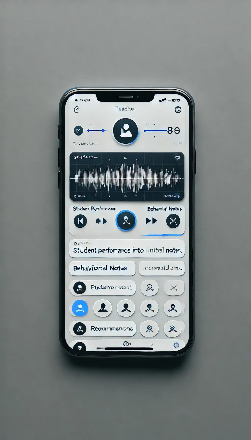 DALL·E 2024-11-18 15.10.21 - A modern and clean mobile user interface design for an educational software platform on a smartphone screen. The software is transcribing a teacher's .webp